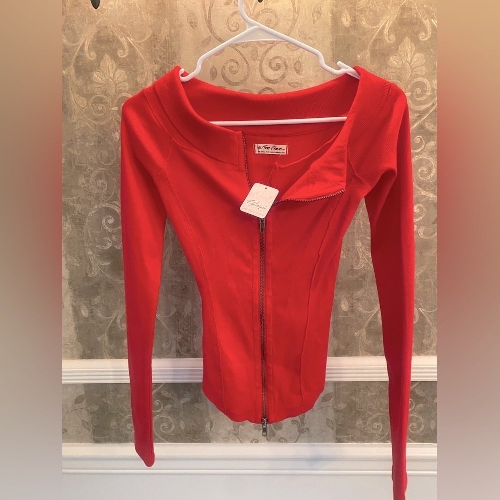 Free People Red Fitted Long Sleeve